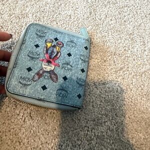 MCM Light Blue Wallet with Bear Motif